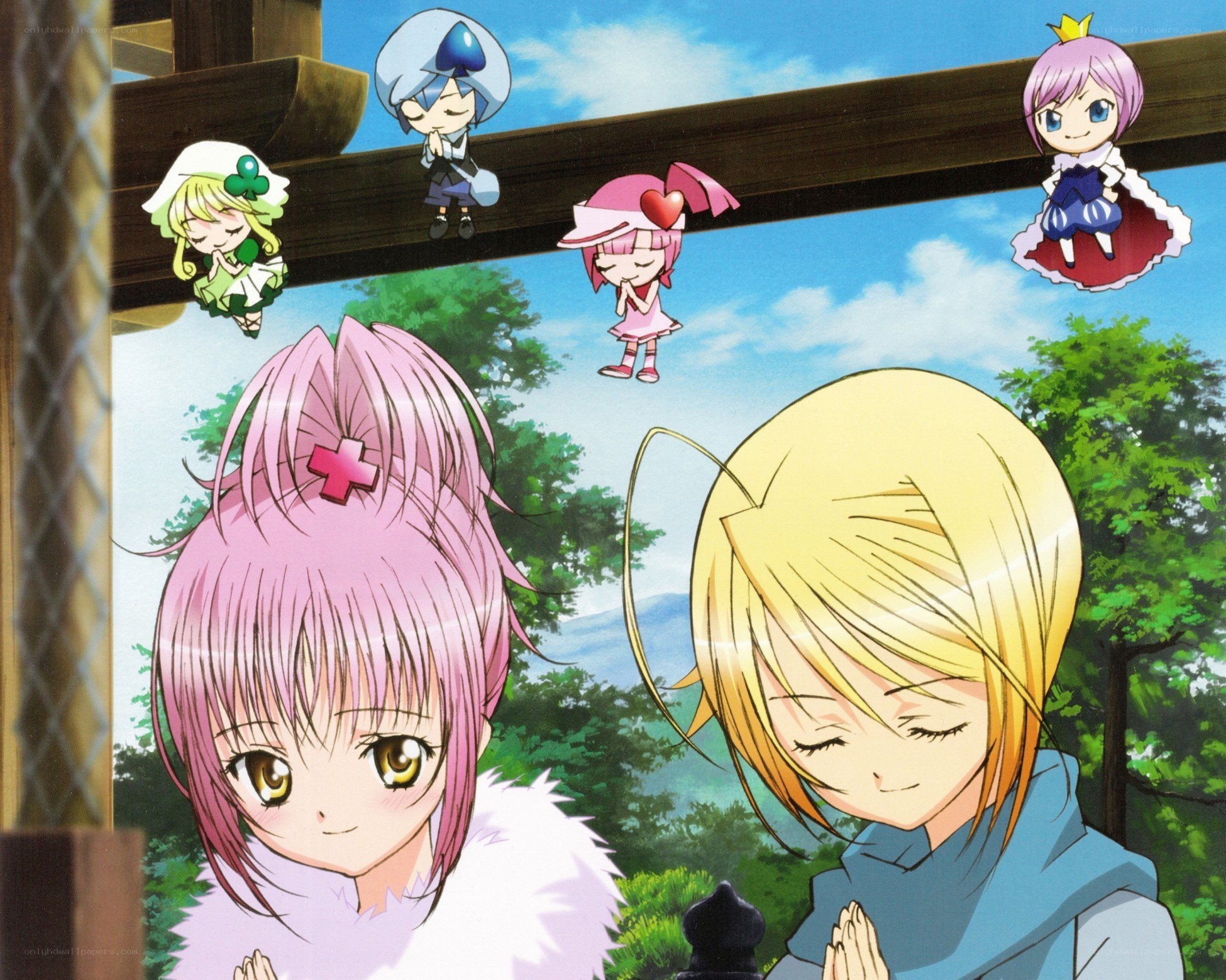 Anime characters at a shrine