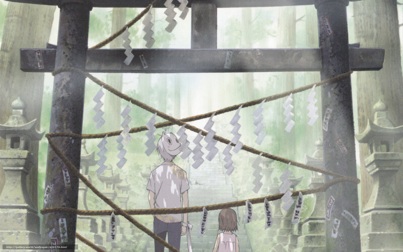 Anime characters at a shrine