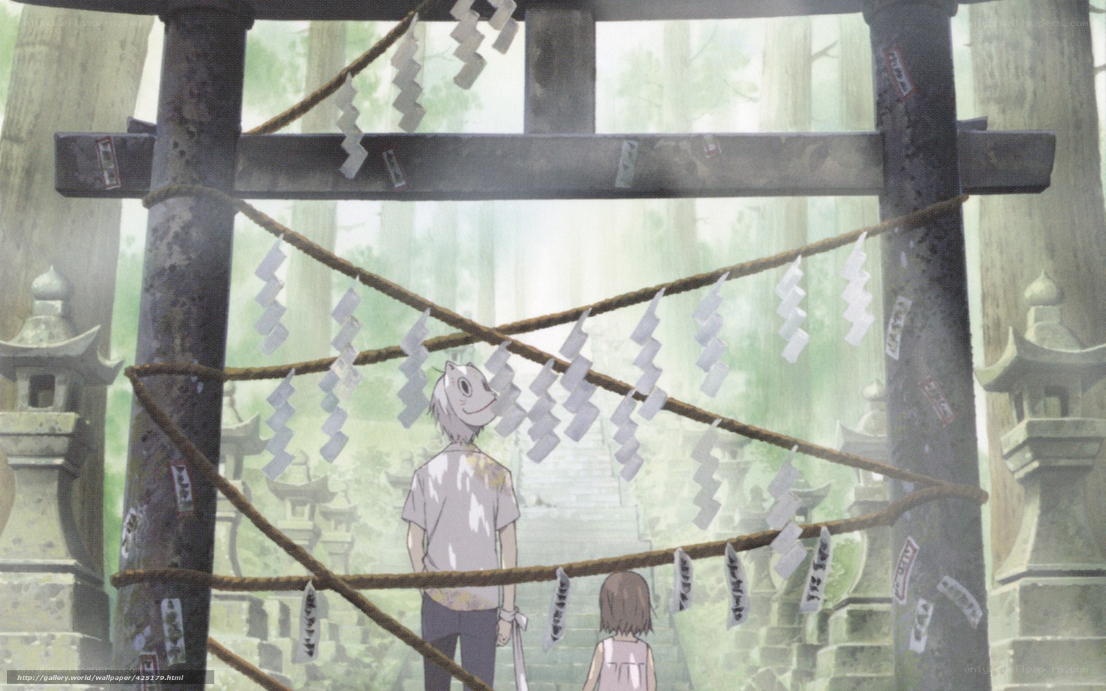 Anime characters at a shrine