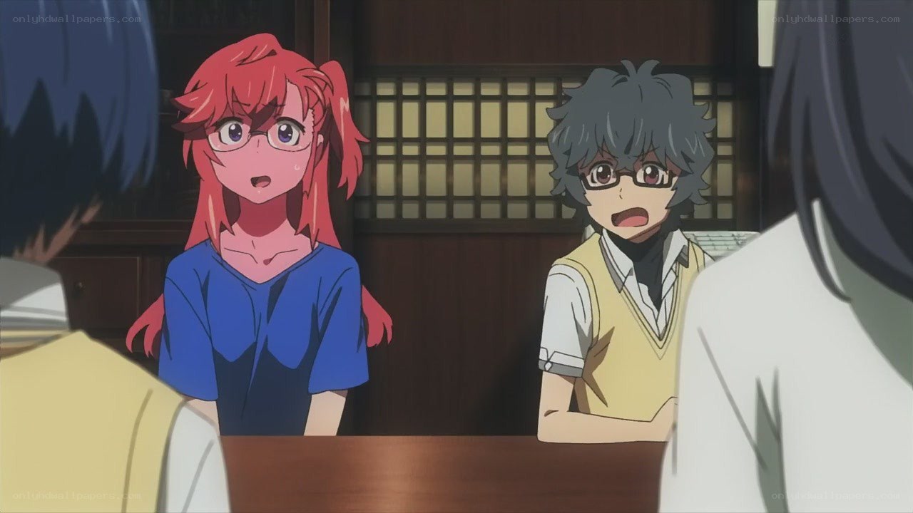 anime characters at a table