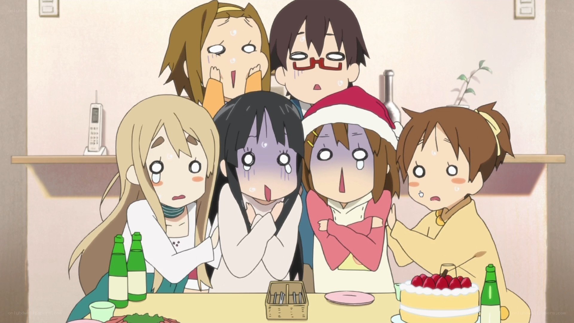 anime characters at a table