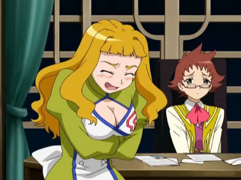 Anime characters at a table
