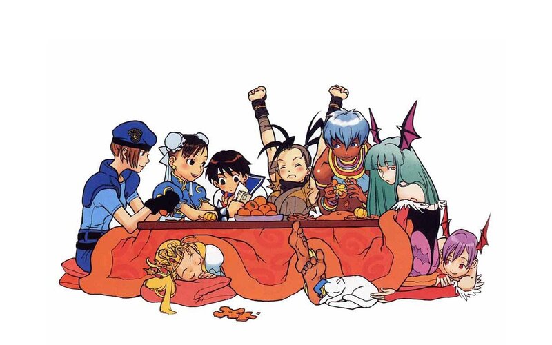anime characters at a table