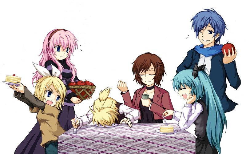 anime characters at a table