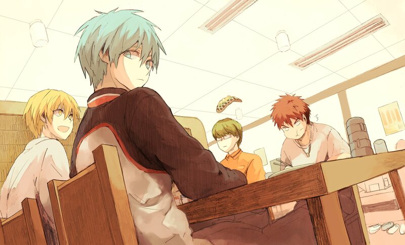 Anime Characters at a Table — Brown, Calm