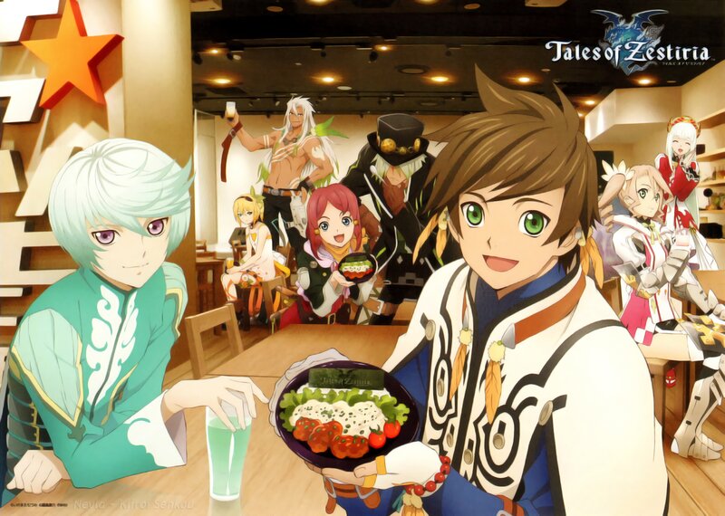 Anime Characters at a Table — Brown, Cheerful