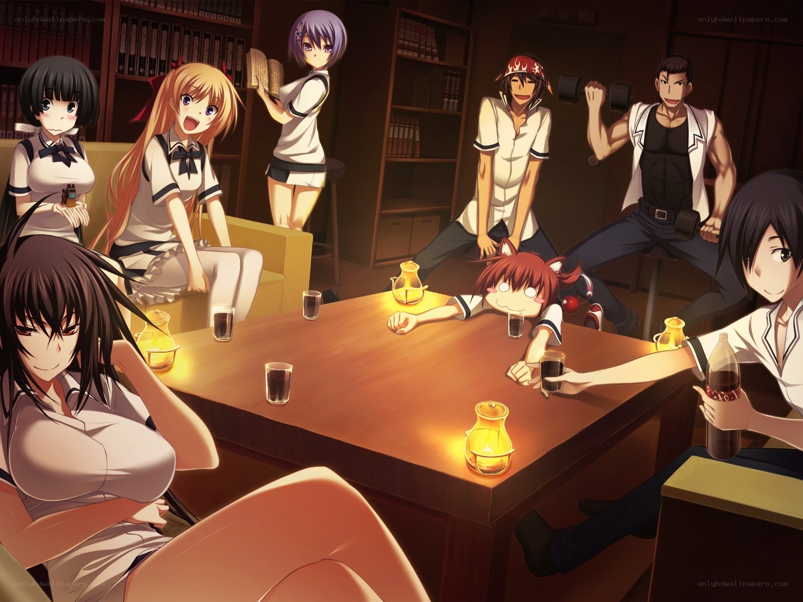 anime characters at a table