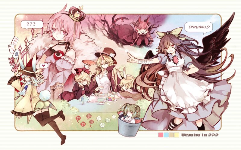 Anime characters at a tea party