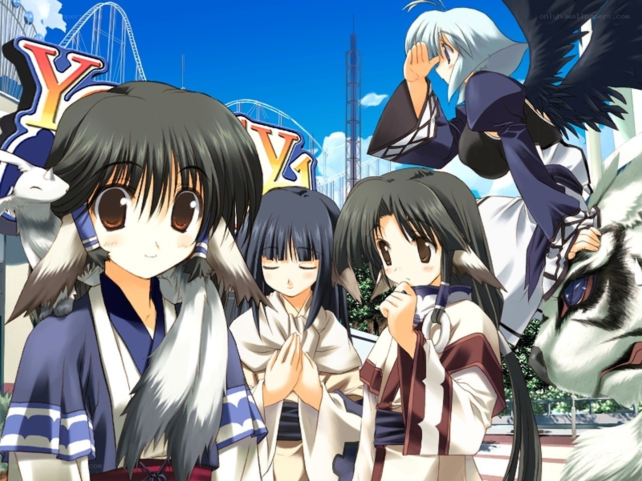 anime characters at amusement park