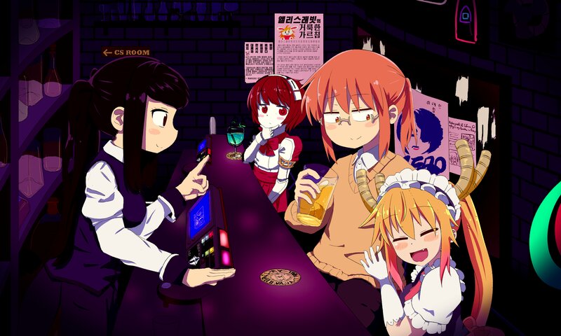 Anime Characters at Bar — Purple