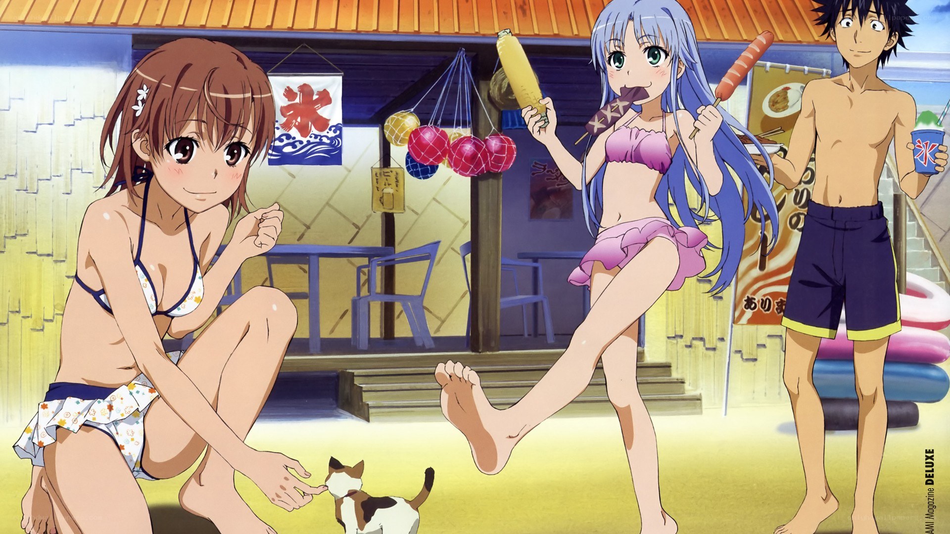 Anime characters at beach festival