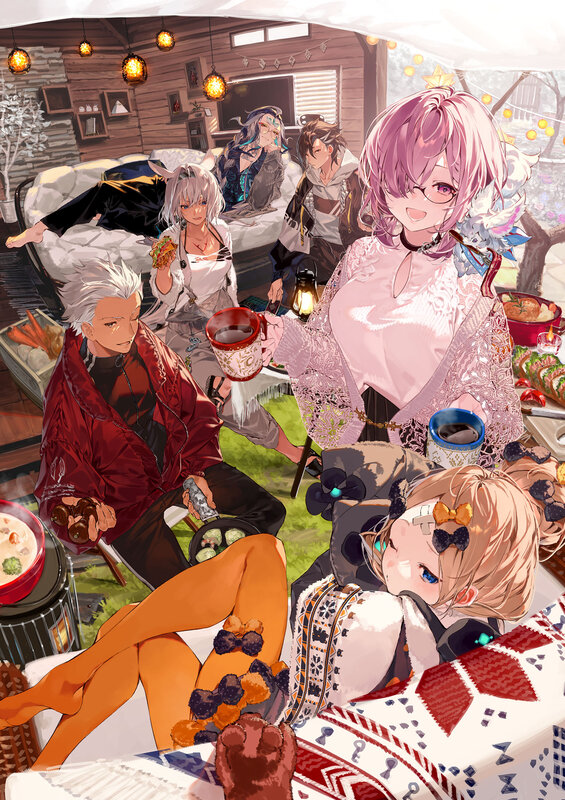 Anime Characters at Campfire — Pink