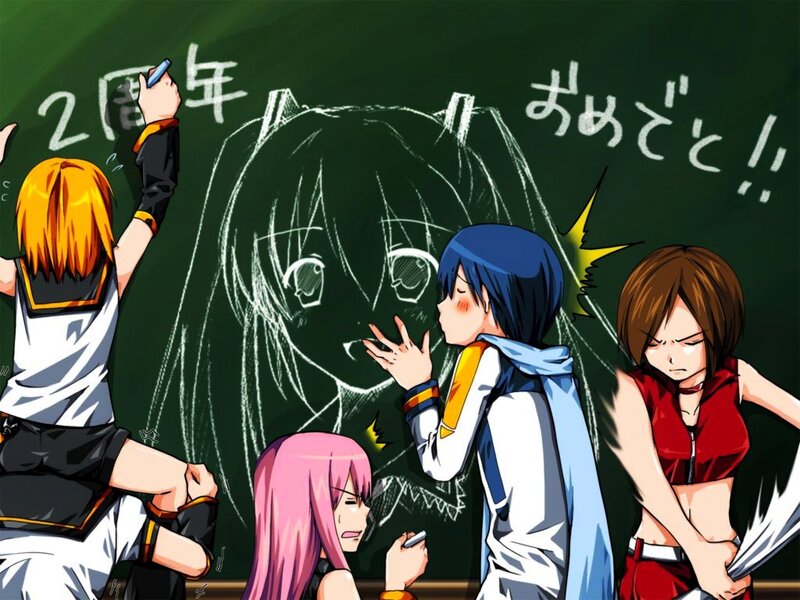 Anime Characters at Chalkboard
