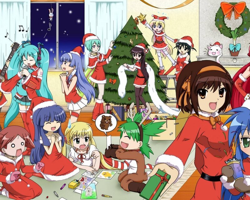 Anime Characters at Christmas — Red, Festive