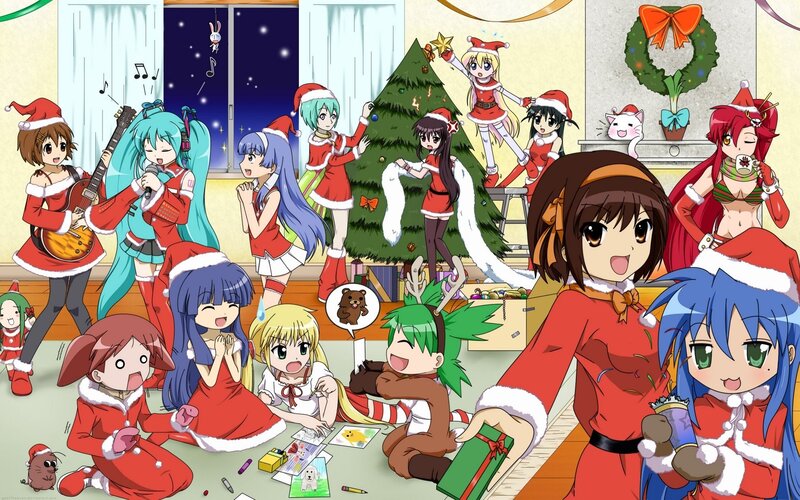 Anime Characters at Christmas — Red
