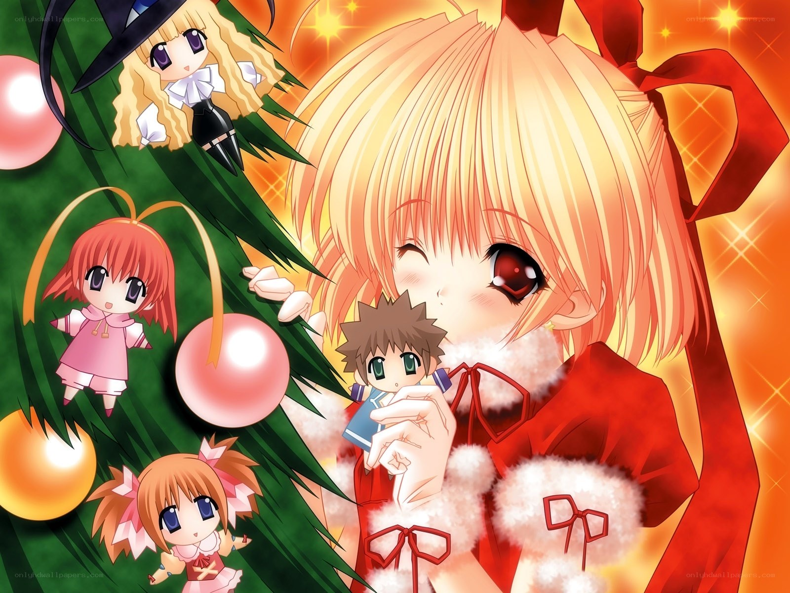 Anime characters at Christmas