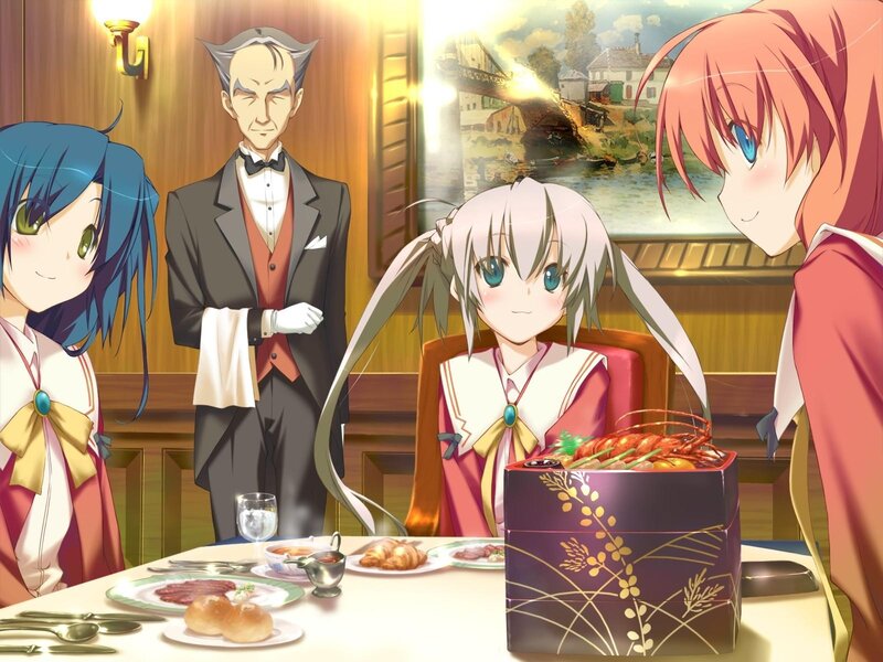 anime characters at dinner