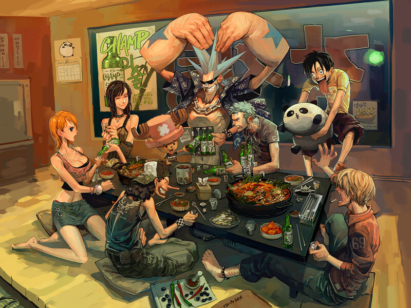 Anime Characters at Dinner — Yellow, Nocturnal