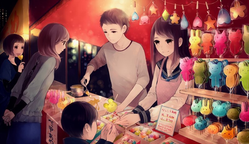 Anime Characters at Festival Stall