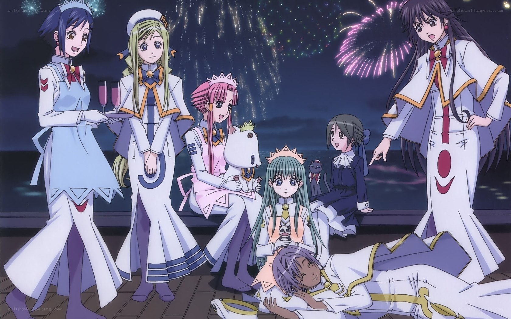 anime characters at fireworks