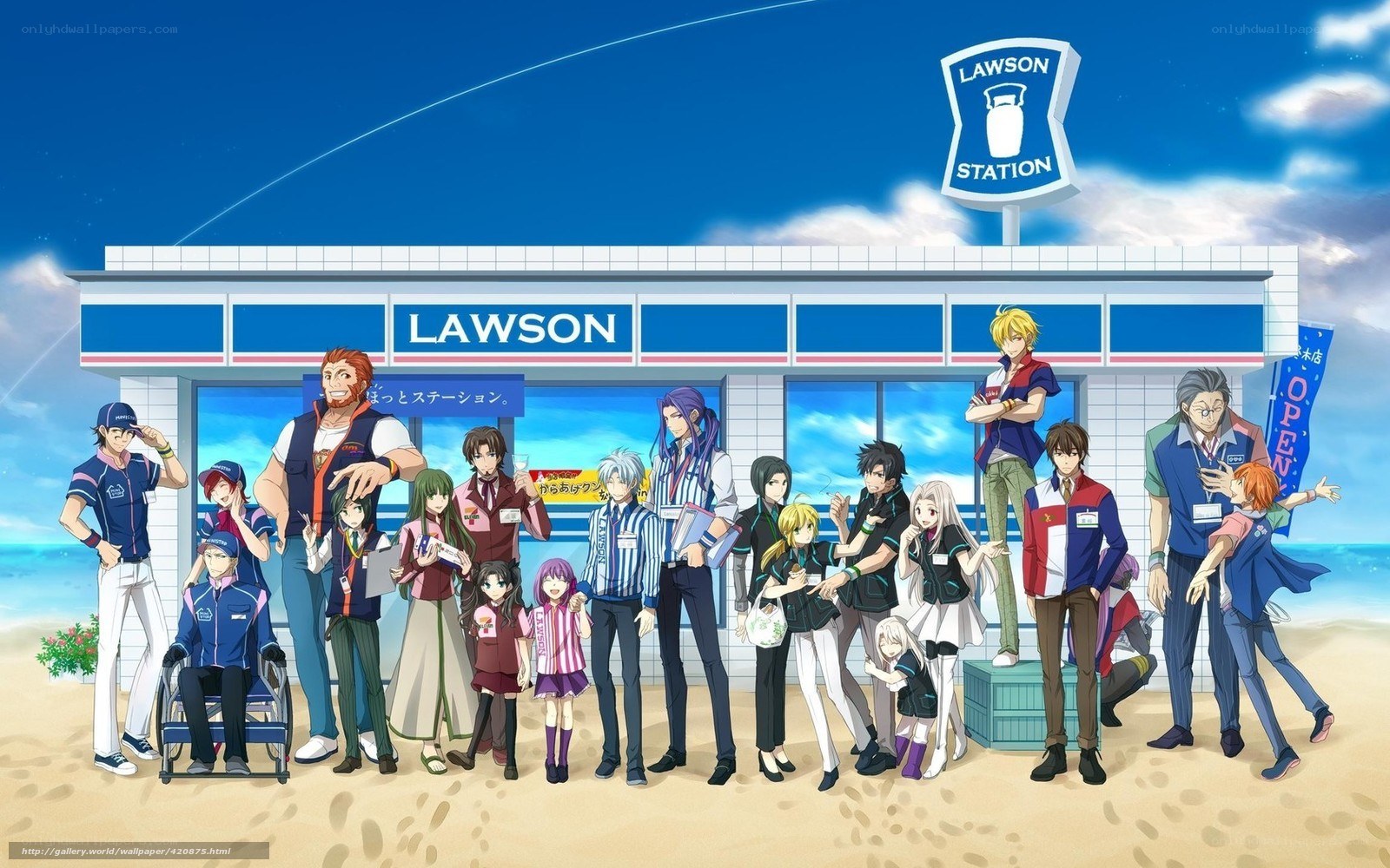 Anime characters at Lawson station