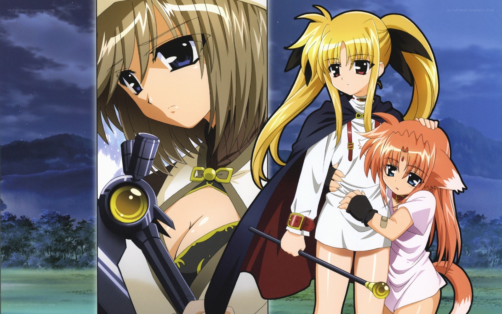 Anime characters at night