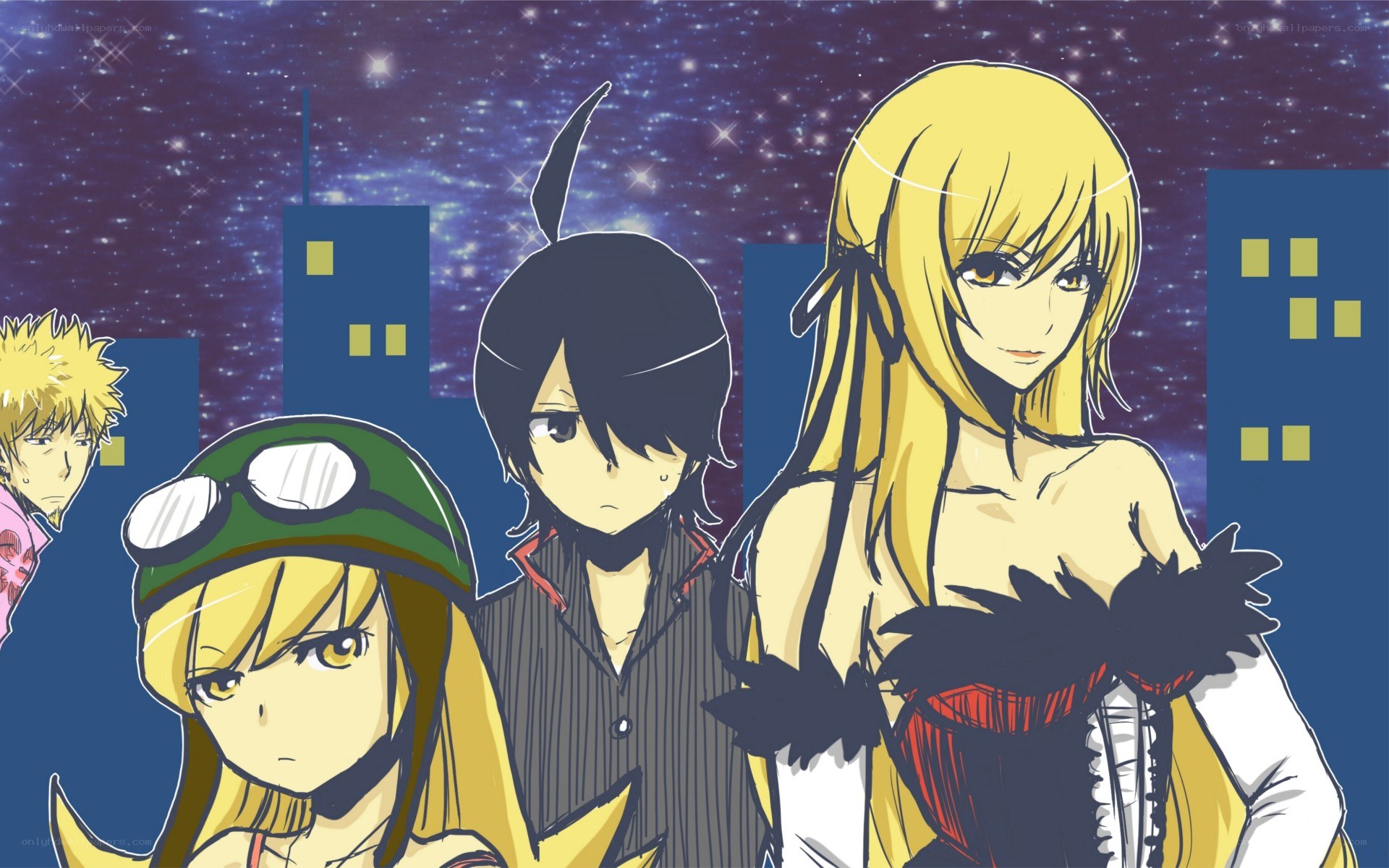 anime characters at night