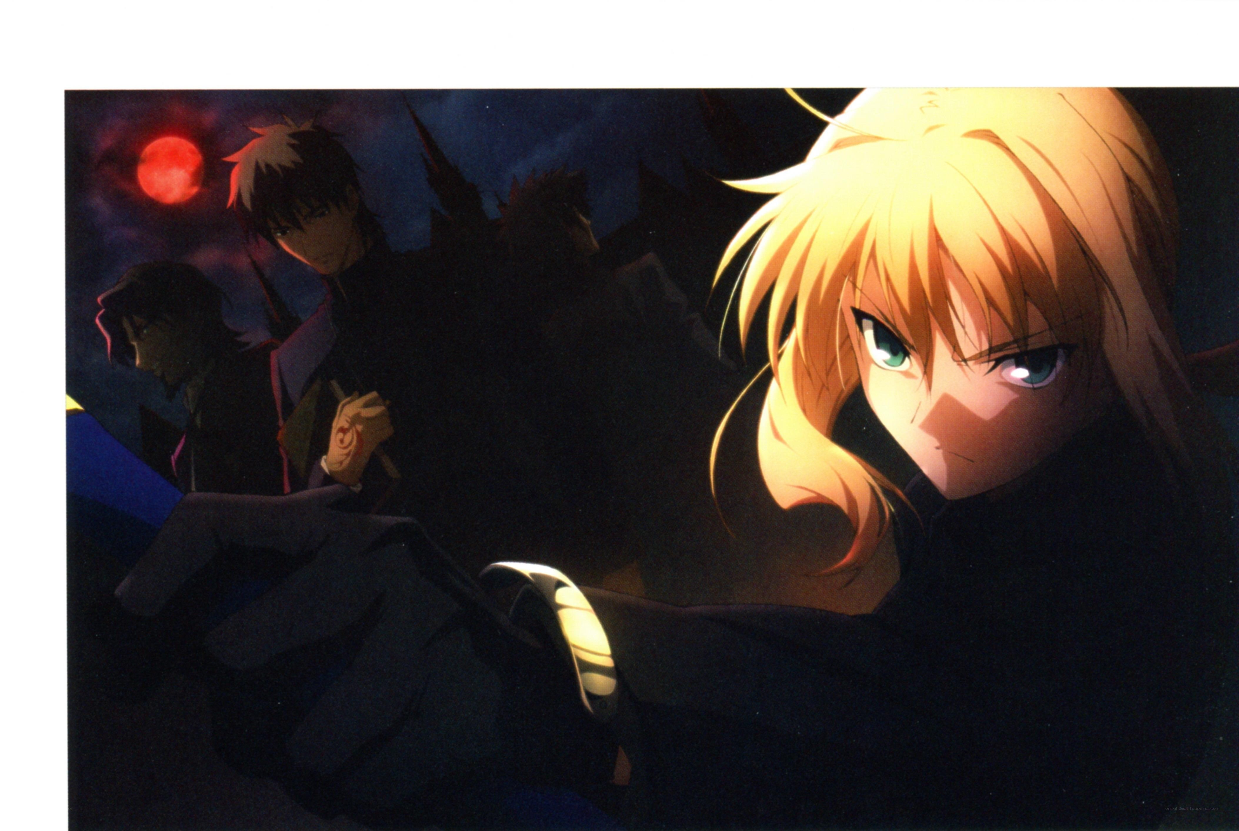 Anime characters at night