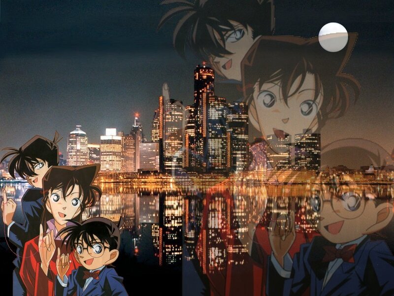 Anime Characters at Night — Blue, Dramatic, City Skyline