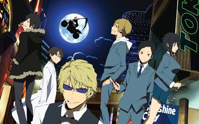 Anime characters at night city