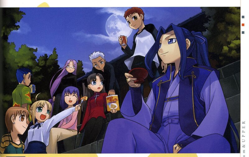anime characters at night gathering