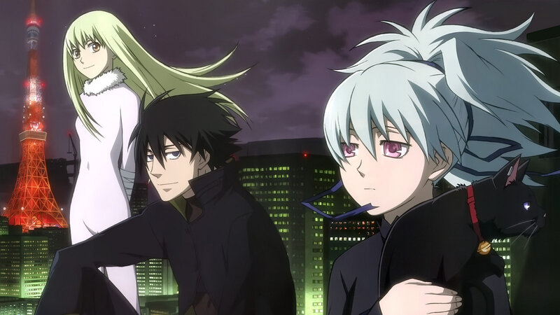 anime characters at night in city