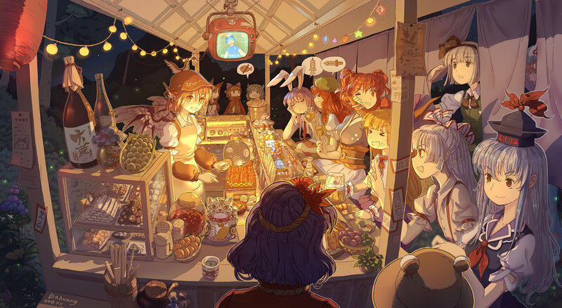 Anime Characters at Night Market