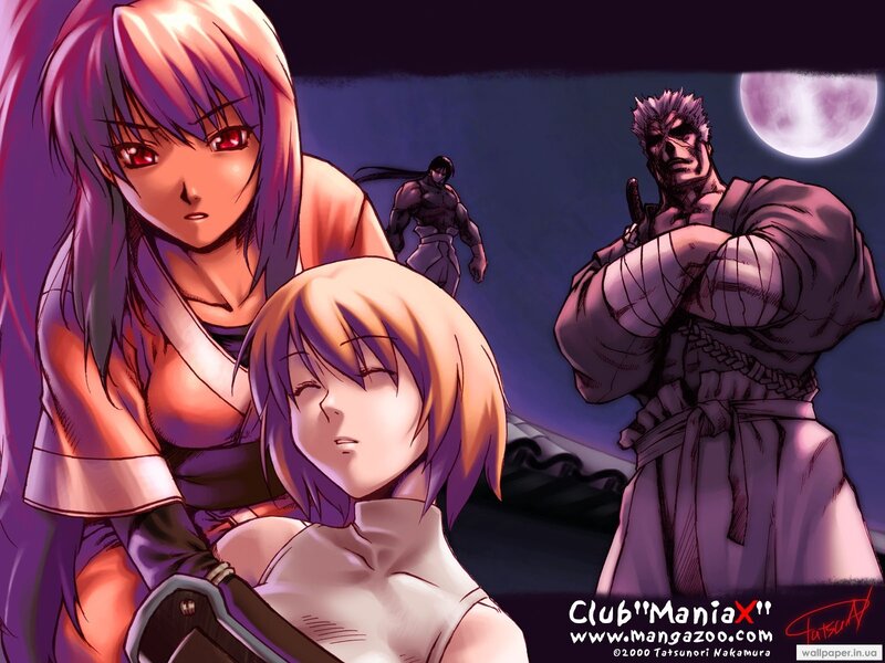 Anime Characters at Night — Purple, Dramatic, Manga