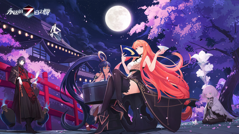 Anime Characters at Night — Purple, Serene