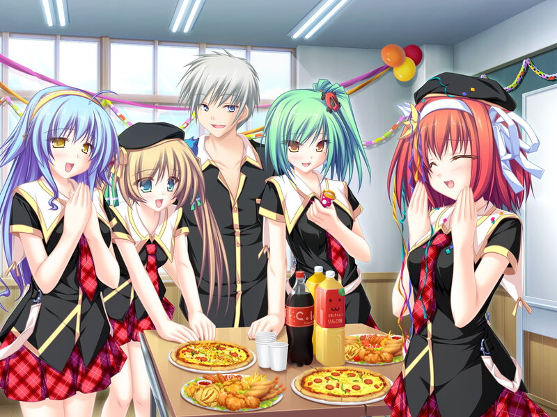 Anime Characters at Party — Black, Festive