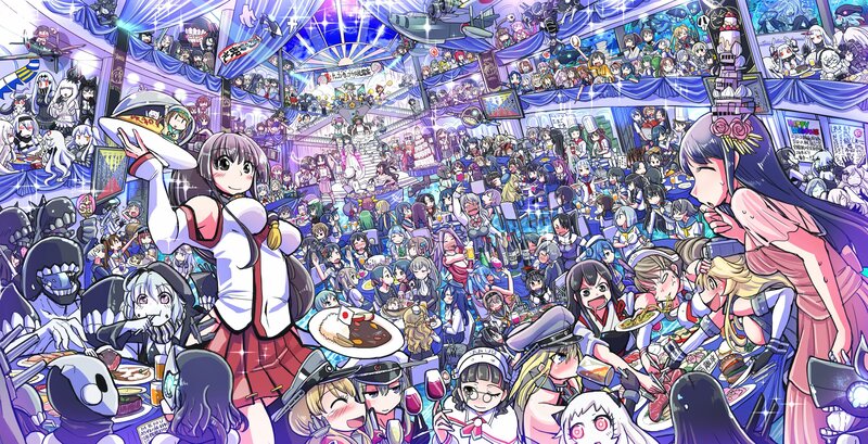 Anime Characters at Party — Blue