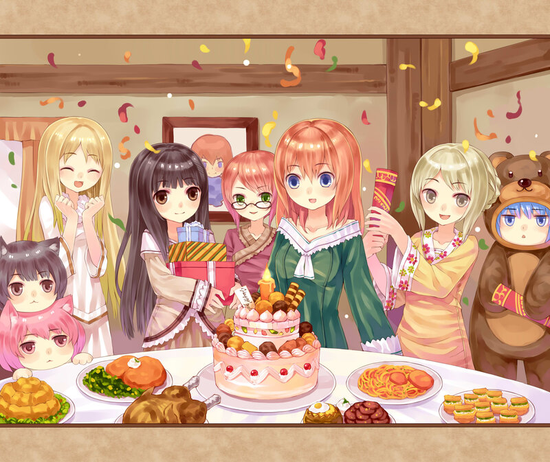Anime Characters at Party — Pink