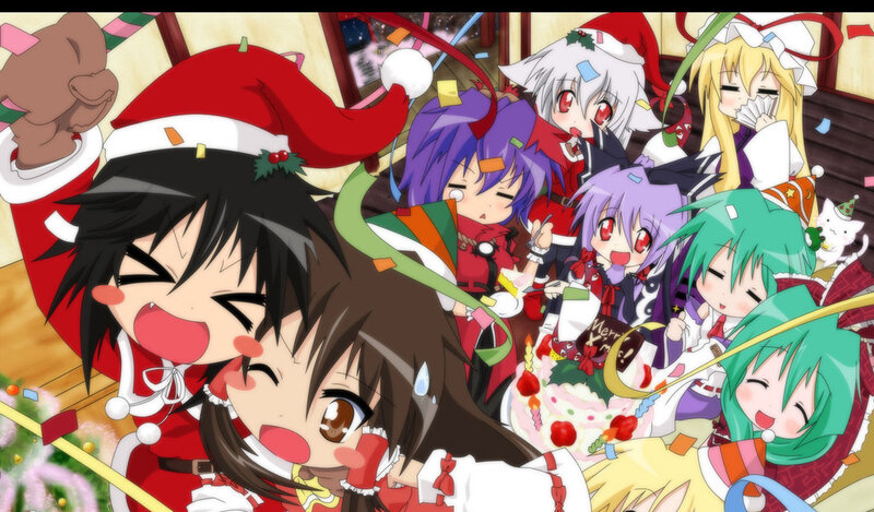 Anime Characters at Party — Red, Festive