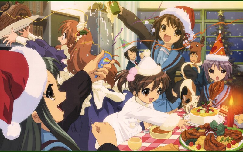 Anime Characters at Party — Red