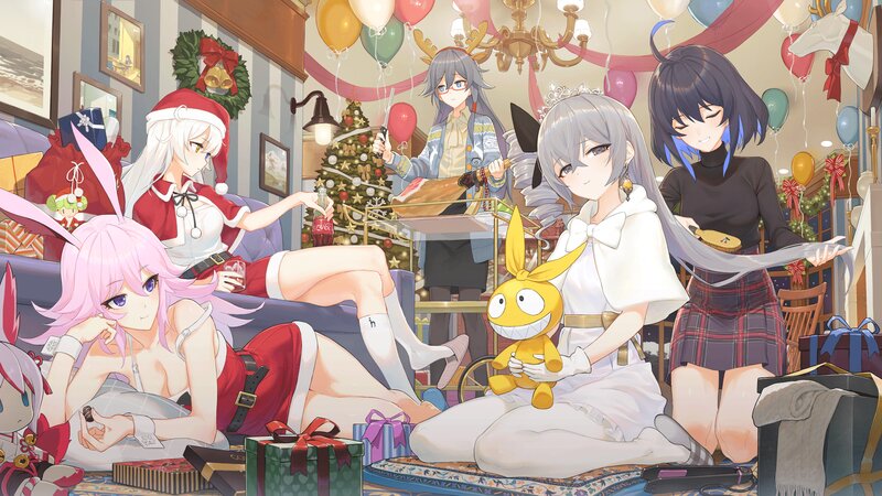 Anime Characters at Party — White