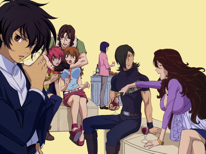 Anime Characters at Party — Yellow, Chaotic