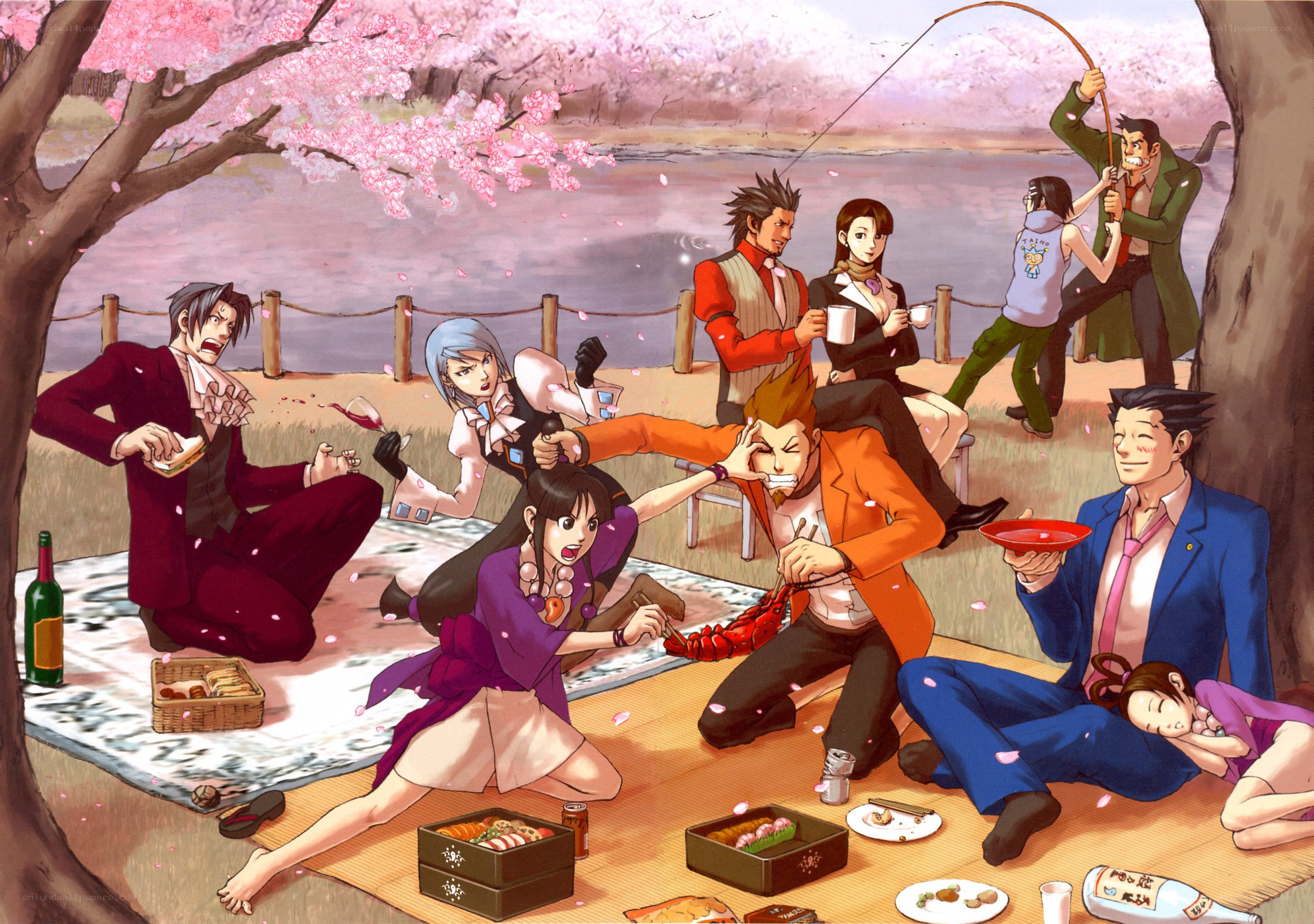Anime characters at picnic