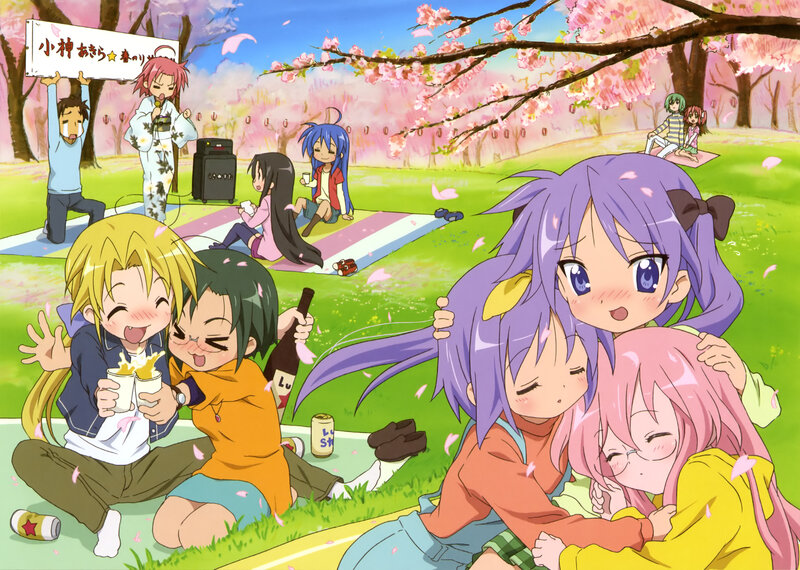 Anime Characters at Picnic — Green, Joyful