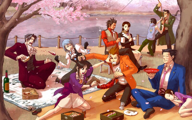 Anime Characters at Picnic — Pink, Chaotic, Spring