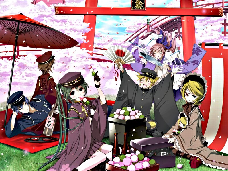 Anime Characters at Picnic — Red, Festive
