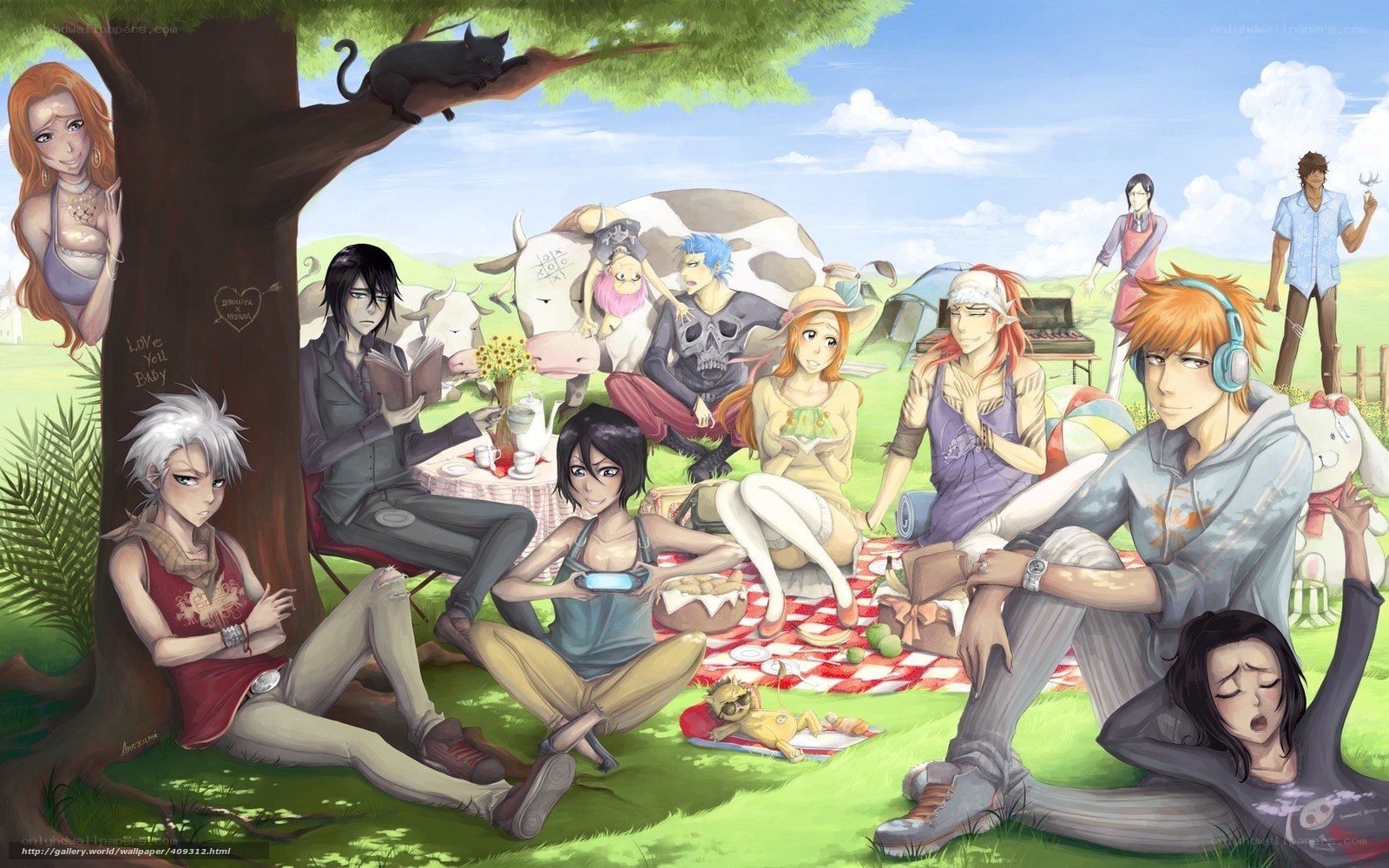 Anime characters at picnic