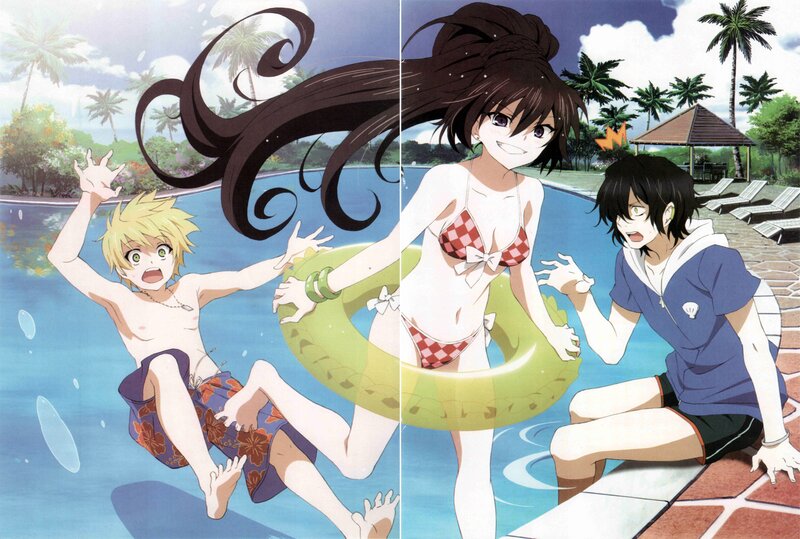 anime characters at pool party