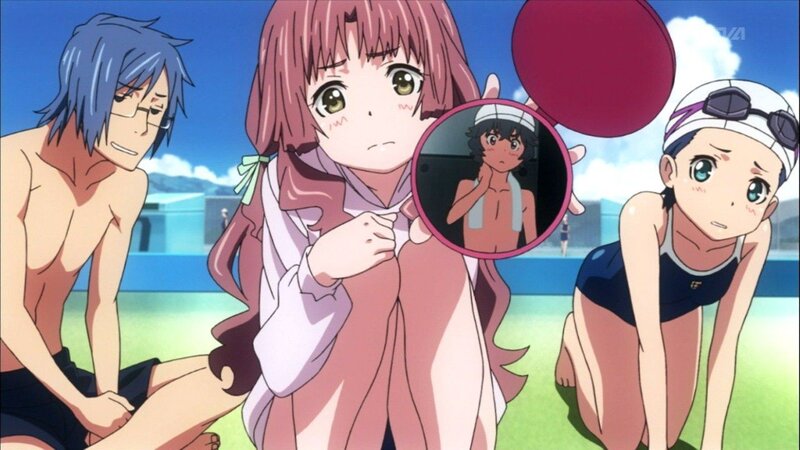 anime characters at poolside