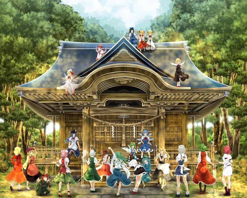 Anime Characters at Shrine — Green